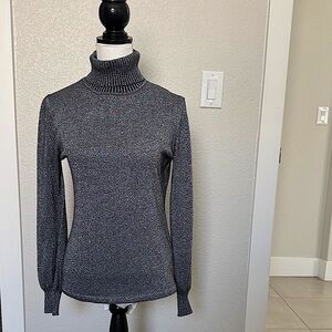 Silver metallic fancy Turtleneck Sweater